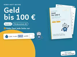 Vorschau - Arbeitsblätter - Geld bis 100 € – Stufe D – Robo-Heft Mathe, Förderschule GE, Klasse 2, DaZ - Deckblatt