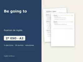 Vista previa - Evaluación - Be going to – Examen de inglés 2º ESO - Portada