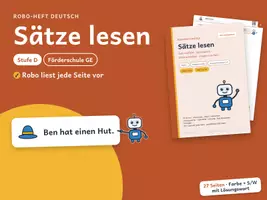Vorschau - Arbeitsblätter - Sätze lesen – Stufe D – Robo-Heft Deutsch, Förderschule GE, Klasse 1–2, DaZ - Deckblatt
