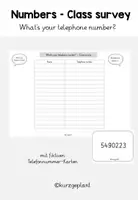 Vorschau - Aufgabenkarten - Class survey Numbers - What's your telephone number? (Klassenumfrage) - Deckblatt