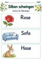 Vorschau - Arbeitsblätter - Silbenbögen zeichnen Klasse 1 – Lesegarten | Deutsch Klasse 1 | 10 Arbeitsblätter als PDF - Seite 1
