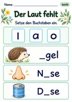Vorschau - Arbeitsblätter - Fehlende Buchstaben ergänzen Klasse 1 – Lesegarten | Deutsch Klasse 1 | 10 Arbeitsblätter als PDF - Seite 2