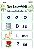 Vorschau - Arbeitsblätter - Fehlende Buchstaben ergänzen Klasse 1 – Lesegarten | Deutsch Klasse 1 | 10 Arbeitsblätter als PDF - Seite 3