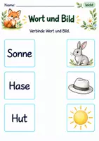 Vorschau - Arbeitsblätter - Wörter und Bilder verbinden Klasse 1 – Lesegarten | Deutsch Klasse 1 | 10 Arbeitsblätter als PDF - Seite 1