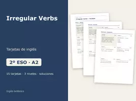Vista previa - Tarjetas / Manipulativos - Irregular Verbs – Tarjetas de inglés 2º ESO - Portada