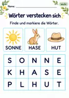 Vorschau - Arbeitsblätter - Wörter im Suchsel finden Klasse 1 – Lesegarten | Deutsch Klasse 1 | 10 Arbeitsblätter als PDF - Seite 1