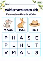 Vorschau - Arbeitsblätter - Wörter im Suchsel finden Klasse 1 – Lesegarten | Deutsch Klasse 1 | 10 Arbeitsblätter als PDF - Seite 2