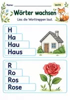 Vorschau - Arbeitsblätter - Worttreppen lesen Klasse 1 – Lesegarten | Deutsch Klasse 1 | 10 Arbeitsblätter als PDF - Seite 1