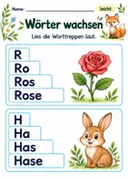 Vorschau - Arbeitsblätter - Worttreppen lesen Klasse 1 – Lesegarten | Deutsch Klasse 1 | 10 Arbeitsblätter als PDF - Seite 2