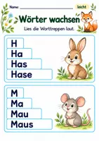 Vorschau - Arbeitsblätter - Worttreppen lesen Klasse 1 – Lesegarten | Deutsch Klasse 1 | 10 Arbeitsblätter als PDF - Seite 3