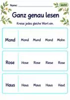 Vorschau - Arbeitsblätter - Wörter genau vergleichen Klasse 1 – Lesegarten | Deutsch Klasse 1 | 10 Arbeitsblätter als PDF - Seite 2