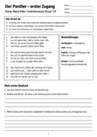 Vorschau - Arbeitsblätter - Gedichtanalyse Rilke Der Panther - Seite 1
