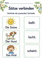 Vorschau - Arbeitsblätter - Satzteile verbinden Klasse 1 – Lesegarten | Deutsch Klasse 1 | 10 Arbeitsblätter als PDF - Seite 1