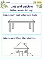 Vorschau - Arbeitsblätter - Lesen und zeichnen Klasse 1 – Lesegarten | Deutsch Klasse 1 | 10 Arbeitsblätter als PDF - Seite 1
