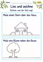 Vorschau - Arbeitsblätter - Lesen und zeichnen Klasse 1 – Lesegarten | Deutsch Klasse 1 | 10 Arbeitsblätter als PDF - Seite 2