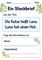 Vorschau - Arbeitsblätter - Steckbriefe ausfüllen Klasse 1 – Lesegarten | Deutsch Klasse 1 | 10 Arbeitsblätter als PDF - Seite 2
