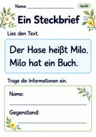 Vorschau - Arbeitsblätter - Steckbriefe ausfüllen Klasse 1 – Lesegarten | Deutsch Klasse 1 | 10 Arbeitsblätter als PDF - Seite 3