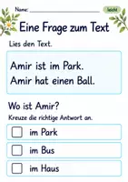 Vorschau - Arbeitsblätter - Fragen zum Text beantworten Klasse 1 – Lesegarten | Deutsch Klasse 1 | 10 Arbeitsblätter als PDF - Seite 1
