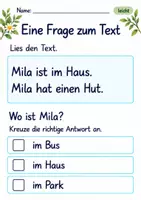 Vorschau - Arbeitsblätter - Fragen zum Text beantworten Klasse 1 – Lesegarten | Deutsch Klasse 1 | 10 Arbeitsblätter als PDF - Seite 2
