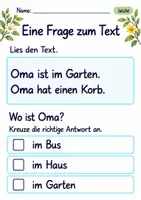 Vorschau - Arbeitsblätter - Fragen zum Text beantworten Klasse 1 – Lesegarten | Deutsch Klasse 1 | 10 Arbeitsblätter als PDF - Seite 3