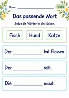 Vorschau - Arbeitsblätter - Lückensätze ergänzen Klasse 1 – Lesegarten | Deutsch Klasse 1 | 10 Arbeitsblätter als PDF - Seite 1