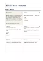 Vista previa - Tarjetas / Manipulativos - For and Since – Tarjetas de inglés 2º ESO - página 1