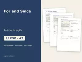 Vista previa - Tarjetas / Manipulativos - For and Since – Tarjetas de inglés 2º ESO - Portada
