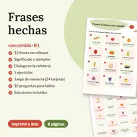 Vista previa - Hojas de trabajo - Frases hechas con comida: 12 expresiones (A2/B1) - Portada