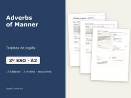 Vista previa - Tarjetas / Manipulativos - Adverbs of Manner – Tarjetas de inglés 3º ESO - Portada