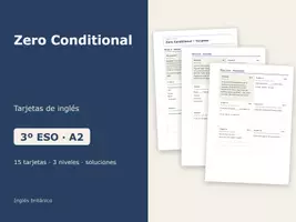 Vista previa - Tarjetas / Manipulativos - Zero Conditional – Tarjetas de inglés 3º ESO - Portada