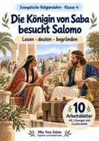 Vorschau - Arbeitsblätter - Die Königin von Saba besucht Salomo | Religion Klasse 4 Arbeitsblätter | Evangelische Religionslehre | 10 Arbeitsblätter als PDF - Deckblatt