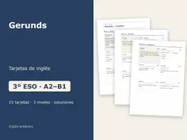 Vista previa - Tarjetas / Manipulativos - Gerunds – Tarjetas de inglés 3º ESO - Portada