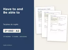 Vista previa - Tarjetas / Manipulativos - Have to and Be able to – Tarjetas de inglés 3º ESO - Portada