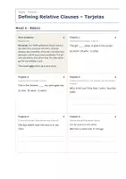 Vista previa - Tarjetas / Manipulativos - Defining Relative Clauses – Tarjetas de inglés 3º ESO - página 1