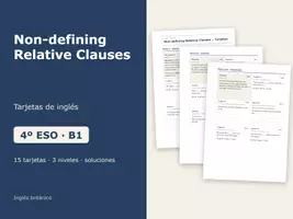 Vista previa - Tarjetas / Manipulativos - Non-defining Relative Clauses – Tarjetas de inglés 4º ESO - Portada