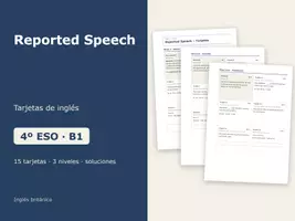 Vista previa - Tarjetas / Manipulativos - Reported Speech – Tarjetas de inglés 4º ESO - Portada