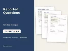 Vista previa - Tarjetas / Manipulativos - Reported Questions – Tarjetas de inglés 4º ESO - Portada