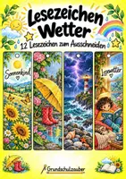 Vorschau - Anderer Materialtyp - Wetter Lesezeichen zum Ausdrucken – 12 Vorlagen zum Ausschneiden | Lesen - Deckblatt