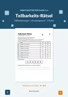 Vorschau - Arbeitsblätter - Teilbarkeitsregeln-Rätsel mit Lösungswort Klasse 5–6 - Deckblatt