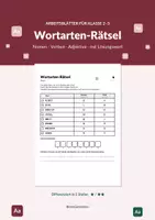 Vorschau - Arbeitsblätter - Wortarten-Rätsel Nomen Verben Adjektive Kl. 2–3 - Deckblatt