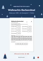 Vorschau - Arbeitsblätter - Weihnachts-Rechenrätsel Zahlenraum 1000 Klasse 3 - Deckblatt