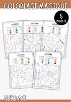 Aperçu - Matériel pour travaux manuels / dessin - Automne - 5 coloriages magiques avec les chiffres de 1 à 9 - Page de couverture