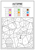 Aperçu - Matériel pour travaux manuels / dessin - Automne - 5 coloriages magiques avec les chiffres de 1 à 9 - Page 3