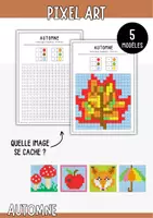 Aperçu - Matériel pour travaux manuels / dessin - Automne - 5 coloriages mystères en pixels à imprimer - Page de couverture