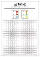 Aperçu - Matériel pour travaux manuels / dessin - Automne - 5 coloriages mystères en pixels à imprimer - Page 2