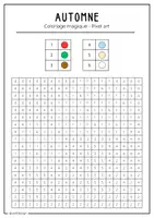 Aperçu - Matériel pour travaux manuels / dessin - Automne - 5 coloriages mystères en pixels à imprimer - Page 3