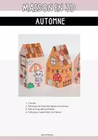 Aperçu - Matériel pour travaux manuels / dessin - Bricolage d’automne - 4 maisons en 3D à fabriquer - Page 1