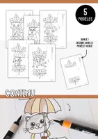 Aperçu - Matériel pour travaux manuels / dessin - Bricolage d’automne - 6 feuilles surprises à colorier et plier - Page 1