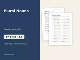 Vista previa - Juegos / Gamificación - Plural Nouns – Dominó de inglés 1º ESO - Portada