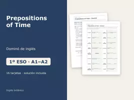 Vista previa - Juegos / Gamificación - Prepositions of Time – Dominó de inglés 1º ESO - Portada